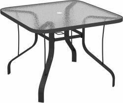 Outsunny Kerti Asztal 4 Személyre, Napernyőnyílással Ø54 mm, 96, 5x96, 5x70 cm, Fekete