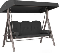 Outsunny Háromszemélyes Kerti Hintapad, Állítható Tetővel és Párnákkal, 120x208x172 cm, Szürke