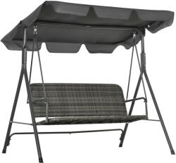 Outsunny 3 Személyes Kerti Hintapad Állítható Napellenzővel, 167x112x153 cm, Sötétszürke