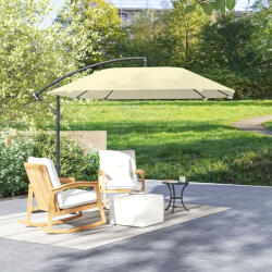 Outsunny Függesztett Napernyő Kereszt Talapzattal, Karos Banán Ernyő és Hajtókar, 304x260x245 cm, Krém Színű