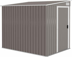 Outsunny Șopron pentru Unelte din Metal 1.5x2m cu Fundație, Ușă Glisantă și Acoperiș Înclinat, Gri Deschis
