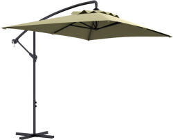 Outsunny Umbrelă Suspendată cu Orificii de Ventilaţie, Bază în Cruce şi Manivelă, 3x2 m, Bej