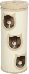 PawHut 96 cm magas kaparófa macskáknak, 3 házikóval és levehető, mosható felső ággyal, krémszínű