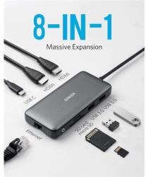 Anker PowerExpend 8-in-1, USB-C Media Hub, 2xHDMI, 2xUSB3.0, Ethernet, SD/microSD kártyaolvasóval - A83800A2 (A83800A2)