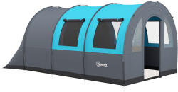 Outsunny Cort de Camping pentru 3 Persoane, Impermeabil, cu Zonă de Dormit și Zonă de Zi, din Poliester, 480x260x200 cm, Gri și Albastru