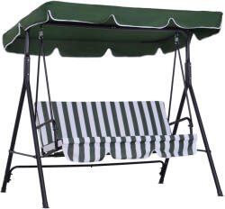  Balansoar Outsunny de grădină pentru 3 persoane cu acoperiș înclinabil și perne, 172x110x153 cm, Verde