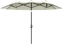 Outsunny Dupla Kerti Napernyő 45°-ban Dönthető Hajtókarral, 3 Szellőzőnyílással, 295x152x222 cm, Bézs