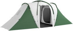 Outsunny Cort de Camping pentru 4-6 Persoane cu 2 Camere, din Poliester și Fibră de Sticlă, 555x225x190 cm, Gri și Verde