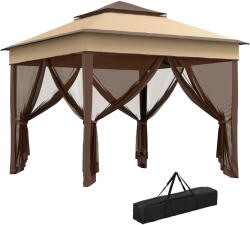 Outsunny Pop-Up Pavilon 3 x 3m Hálóval, Bézs