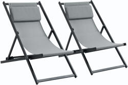 Outsunny 2 Darab Kültéri Összecsukható és Dönthető Nyugágy Szett Alumíniumból, Szürke, 96.5 x 58 x 91.5 cm