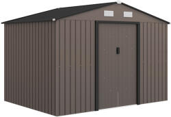 Outsunny Magazie de Grădină din Oțel cu 2 Uși Glisante, Maro