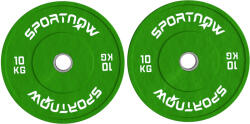  SPORTNOW 2 darabos Súlytárcsa Készlet 2x10 kg Gumi, 5 cm-es Lyukkal Súlyzókhoz, Ø45x4 cm, Zöld