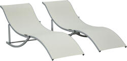 Outsunny Set de 2 Șezlonguri de Grădină Pliabile, Șezlong din Aluminiu și Textilene, 61x165x63 cm