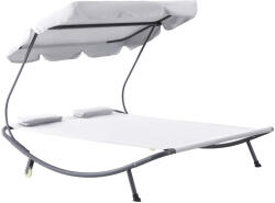 Outsunny Kétszemélyes Nyugágy Állítható Árnyékolóval, Krém