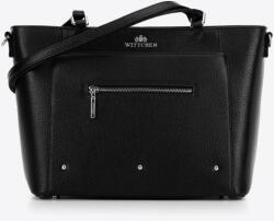  Wittchen Női bőr bevásárlótáska zsebekkel, fekete és ezüst, fekete és ezüst, természetes bőr