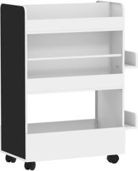 Aiyaplay Könyvespolc Gyerekeknek 3-8 Éveseknek Kétoldalas, Játékpolc Kerekekkel és Fekete Rajztáblával, Fehér