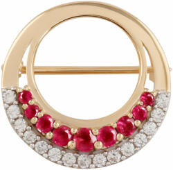  9 Karátos Arany Bross Madagaszkári Rubinnal és Fehér Cirkónnal, XAS11