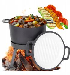  Öntöttvas üst, zománcozott, álló, tábortűzhöz, grillhez, 10 literes