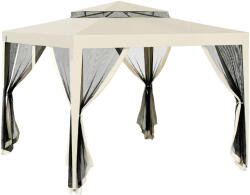 Outsunny Foisor de Gradina cu Plasa de Tantari, Foisor 3x3 m cu Acoperis Dublu si Cadru din Metal, Bej