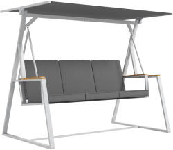 Outsunny Leagăn de Grădină cu 3 Locuri, Acoperiș Înclinabil, Cadru din Oțel, 205x130x175 cm, Gri Închis