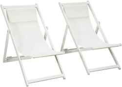 Outsunny 2 Darab Összecsukható és Állítható Napozószék Kültéri Használatra, 100 x 60 x 85 cm, Bézs