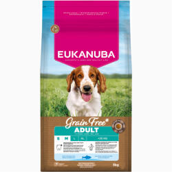 EUKANUBA 2x3kg Eukanuba Grain Free Adult Small & Medium tengeri hal száraz kutyatáp