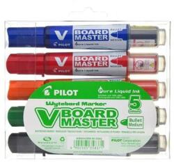 Pilot Táblamarker készlet, 2, 3 mm, kúpos, PILOT V-Board Master, 5 különböző szín (WBMA-VBM-M-S5)