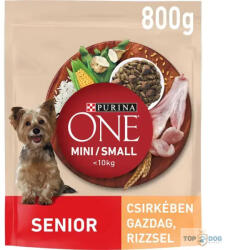 ONE Mini Senior 8+ csirkében gazdag száraz eledel idős kutyáknak 800gr