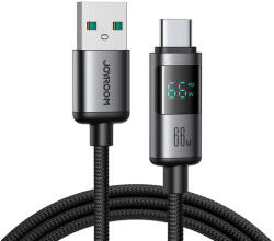 JOYROOM S-A16 Pro Prism Series 66W USB-A - USB-C kábel kijelzővel 1, 2m - Fekete (S-A16-PRO-AC)