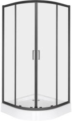 Kerra Aruba 80 fekete íves zuhanykabin Alan tálcával (ARUBA-80-BL-TRAY) - leziter