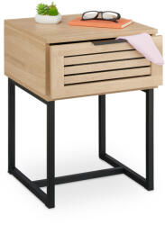 Relaxdays Modern éjjeliszekrény fém kerettel világosbarna-fekete 10051033