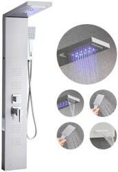 VEVOR Zuhanypanel LED világítással 1345 mm szálcsiszolt rozsdamentes acél zuhany szett 4 testfúvókával (FTYS5CS2MSDPMTEAX001V9)