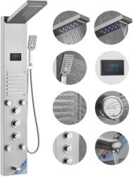 VEVOR Zuhanypanel rendszer 6 zuhany üzemmód LED és képernyős vízsugárral működő zuhanypanel 5 masszázsfúvóka (FTYS6CS2MSDPTMPHLV9)