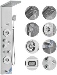 VEVOR LED-es zuhanypanel eső- és vízesés zuhany, 4 testmasszázs fúvóka, digitális kijelzővel, falra szerelhető, rozsdamentes acél (FTYS6CS2MSDP57F0KV9)