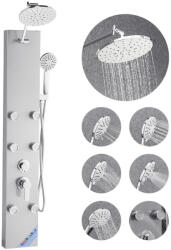 VEVOR Rozsdamentes zuhanypanel 124 cm szálcsiszolt zuhanyoszlop esőzuhannyal, 6 masszázsfúvókával és 5 funkciós kézi zuhannyal (FTES3CS1MSDPNLOTC001V0)