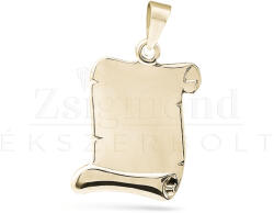  14 karátos arany gravírozható pergamen medál - 34 x 20 mm (AU11999) AU11999