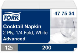Tork fehér koktélszalvéta Advanced fehér, 2 rétegű, 24x24 SCA477534 (SCA477534)