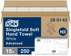 Tork Singlefold Z hajtogatott kéztörlő H3 2 rétegű, fehér, 23x22, 6 cm SCA290143 (SCA290143)