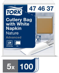 Tork natúr evőeszköztartó fehér színű szalvétával Advanced natúr, 2 rétegű, 20x8, 5 SCA474637 (SCA474637)