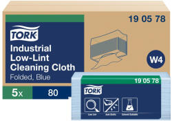 Tork szöszszegény hajtogatott kéztörlő ipari környezetbe, W4 Premium kék, 1 rétegű, 38, 5x40 cm, 80 SCA190578 (SCA190578)