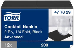 Tork koktélszalvéta Advanced fekete 2 rétegű, 24x24 SCA477829 (SCA477829)