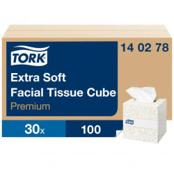 Tork Extra Soft kozmetikai kendő kocka 2 rétegű, fehér, 20x21 cm SCA140278 (SCA140278)