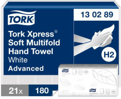 Tork Advanced Xpress Multifod hajtogatott kéztörlő, soft H2 2 rétegű, fehér, 21x180lap SCA130289 (SCA130289)