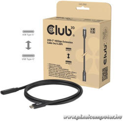 Club 3D Kábel - CAC-2502 (USB-C to USB-C, M/F, 40Gbps, 8K60Hz, 240W, DP 1.4 Alternate Mode, 1m) (CAC-2502)