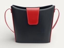 MONARCHY Női válltáska: fekete-piros bőr, 1 rekeszes (magyar termék) (1164030)