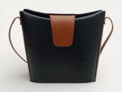MONARCHY Női válltáska: fekete-konyakbarna bőr, 1 rekeszes (magyar termék) (1164033)