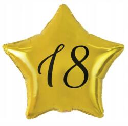 GoDan Arany Happy Birthday 18 Gold csillag fólia lufi 48 cm