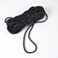 Takoy Șnur împletit din bumbac premium 7 mm strălucitor cu lurex negru