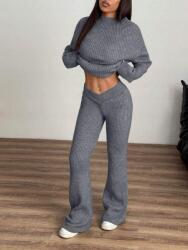 Shein Szürke Kötött Pulóver Nadrág Szett (L) (609654)