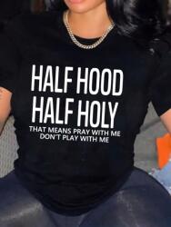 Shein Fekete Nyomott Mintás Póló (2XL) (609212)